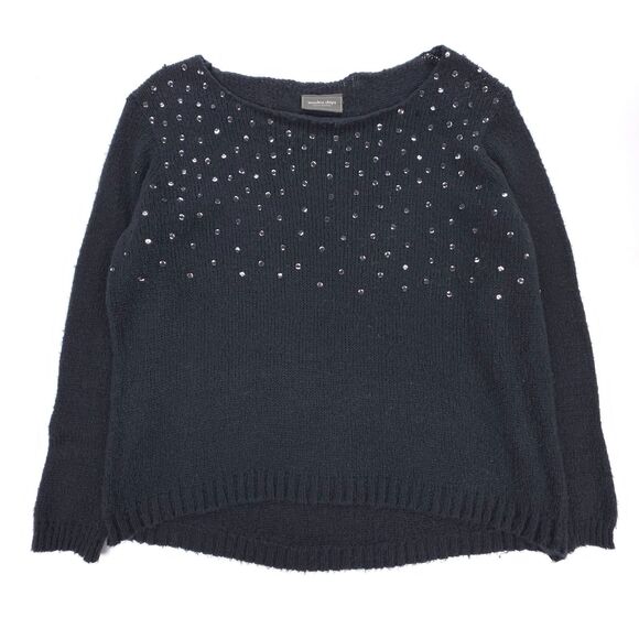 WOODEN SHIPS Wool Mohair Sequin Embellished Sweater Gray Minimal Cozy Soft Girl - Picture 1 of 6